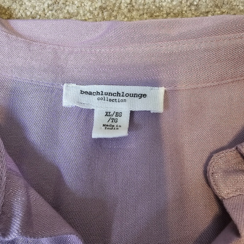 BeachLunchLounge Button Front Blouse Women's XL Purple Long Sleeve 100% Viscose - Picture 2 of 6